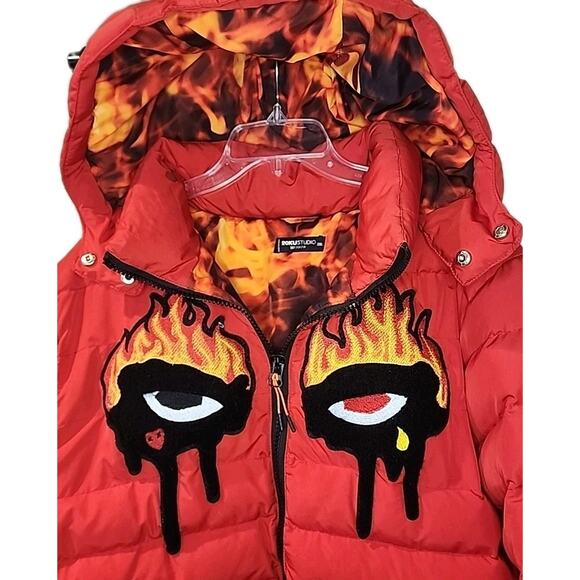 Roku Studio Burning Eyes Bubble Red Puffer Jaket Plus Men's 2XL - Picture 4 of 8